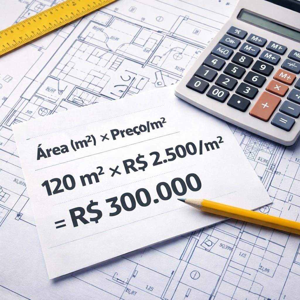 O custo de construção não cresce proporcionalmente à área da casa